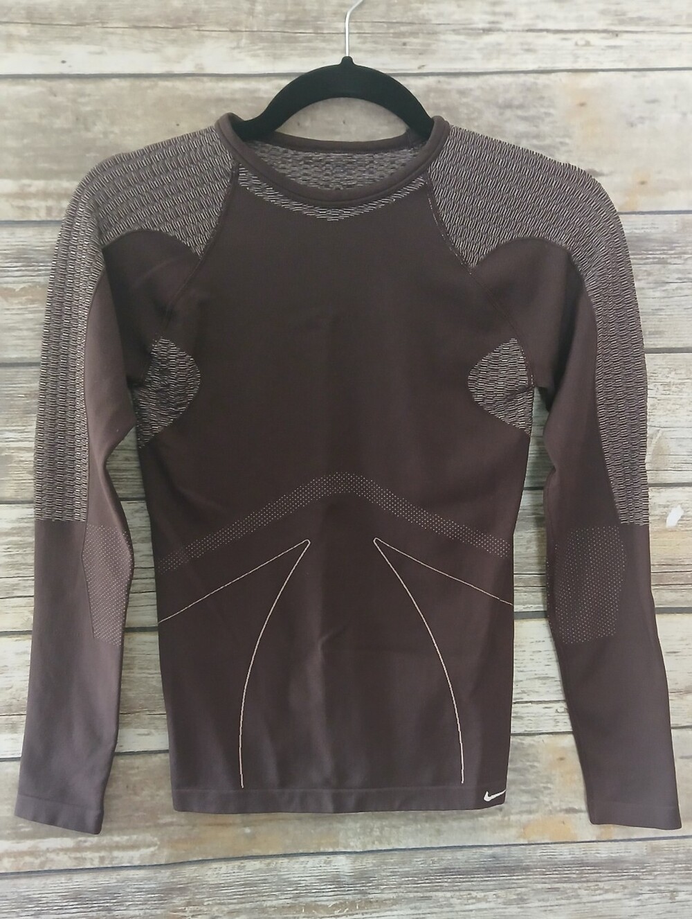 Nike Dry Fit Dark Brown Long Sleeve Performance Compression Top